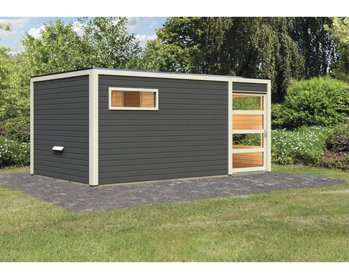 Modern tuinhuis met raam en schuifdeur