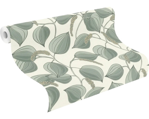 Rol behang met bladerpatroon