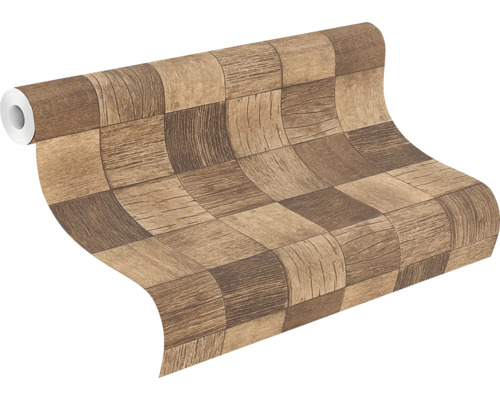 Rol behang met houten blokpatroon