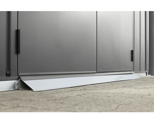 Detailopname van een tuinkastdeur met helling