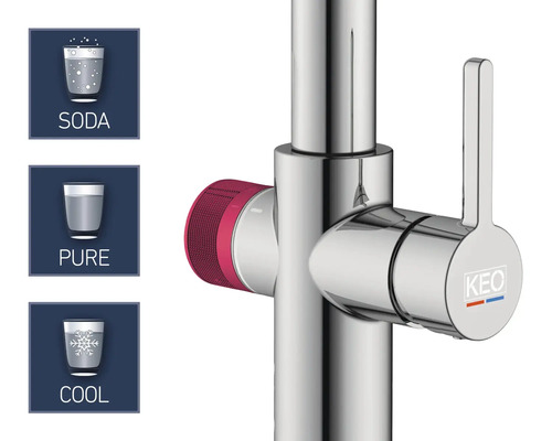 Waterkraan met soda-, zuiver- en koelfunctie