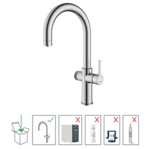 KEQ keukenkraan van metaal, geschikt voor installatie. Niet inbegrepen zijn bruiswatermaker, waterfilter, bevestiging en CO2-cilinder.