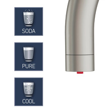 Waterkraan met opties voor frisdrank, zuiver water en koel water