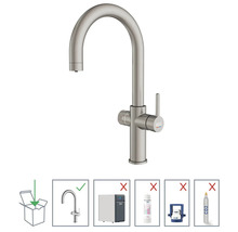Kraan voor waterbehandeling met de mededeling van de fabrikant dat andere componenten niet zijn inbegrepen