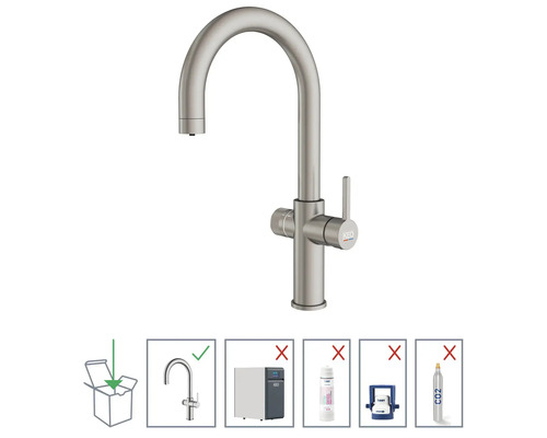 Kraan voor waterbehandeling met de mededeling van de fabrikant dat andere componenten niet zijn inbegrepen