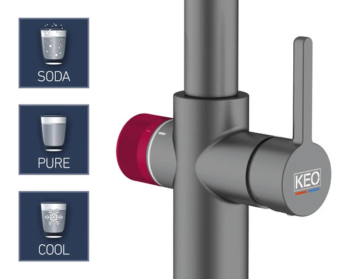KEO kraan voor soda, puur en gekoeld water