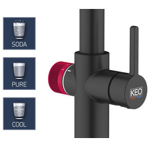Kraan met de opties Soda, Puur en Koel en het Keo logo