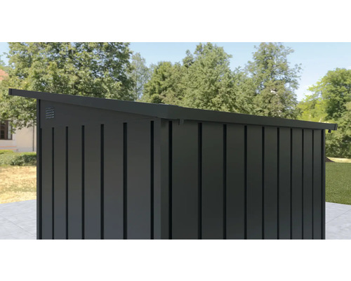 Metalen tuinkast met lamellenstructuur