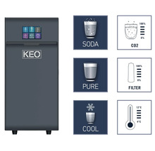 Waterdispenser met soda-, zuiverings- en koelfuncties en indicatoren voor CO2, filter en temperatuur
