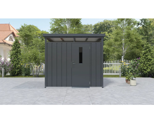 Metalen tuinhuis met deur en raam voor buiten