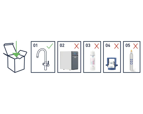 Leveringsomvang van een watersproeier met kraan