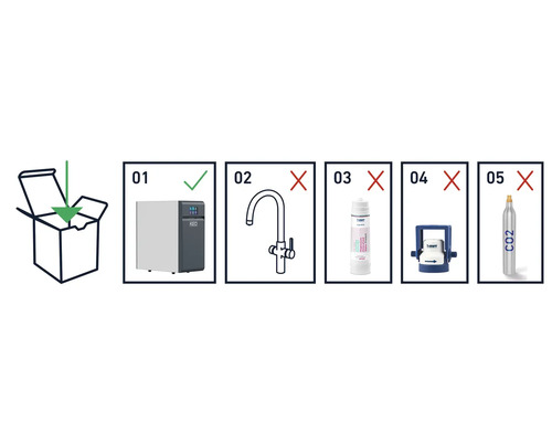 Illustratie van de meegeleverde componenten