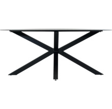 Tafel met zwart metalen frame in X-vorm