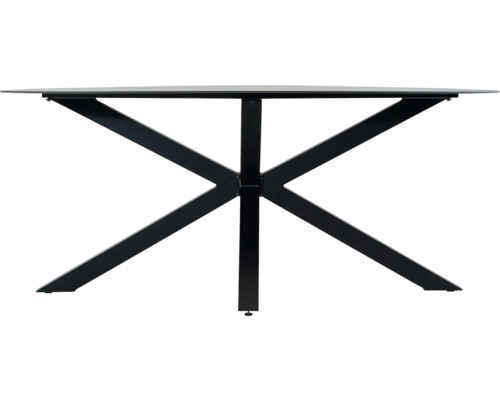 Tafel met zwart metalen frame in X-vorm