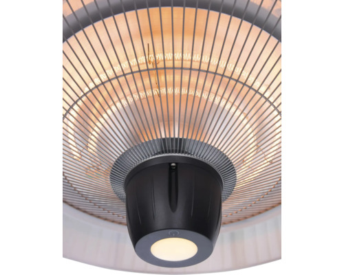 Close-up van een terrasverwarmer met veiligheidsrooster