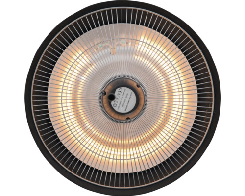 Detailaanzicht van een verwarmingslamp met beschermrooster