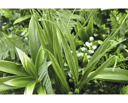 Kunstmatige groene plantenwand met verschillende bladeren