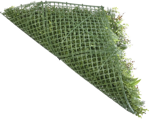 Groene plantenwand met kunststof raster