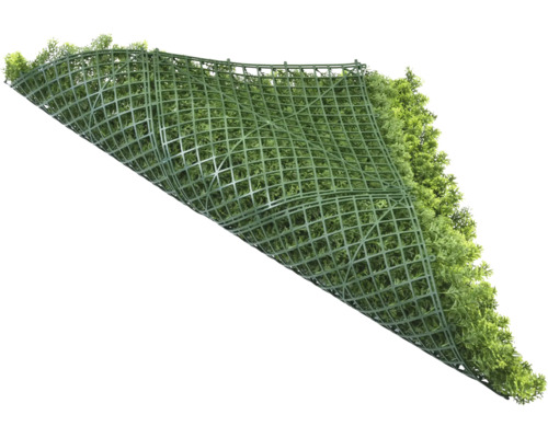 Kunstgrasmat met groene bladeren op kunststof raster