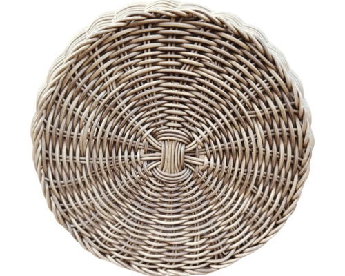 Ronde mand van gevlochten materiaal