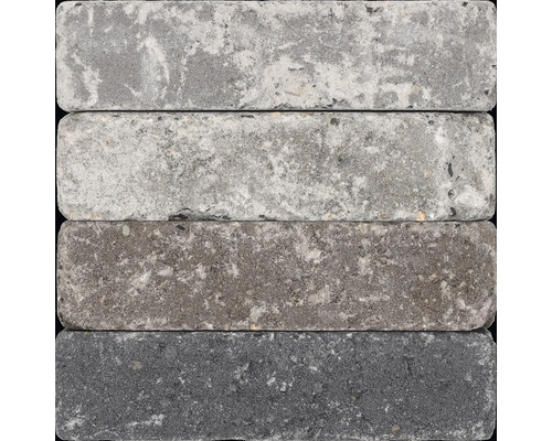 Rechthoekige straatklinkers van beton in verschillende grijstinten