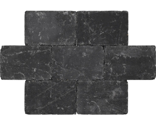 Zeven donkere natuursteen straatstenen