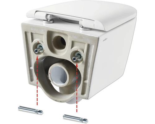 Detailopname van een wandcloset met montage instructies.