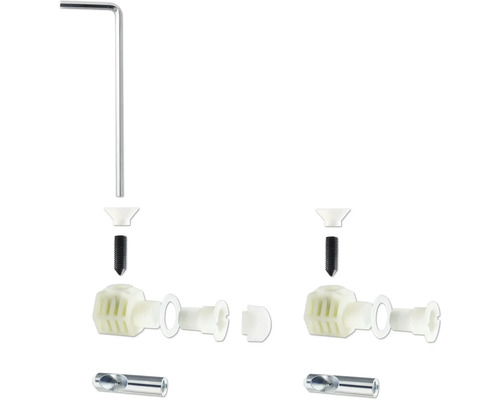 Installatieset voor sanitaire artikelen met schroeven en inbussleutel