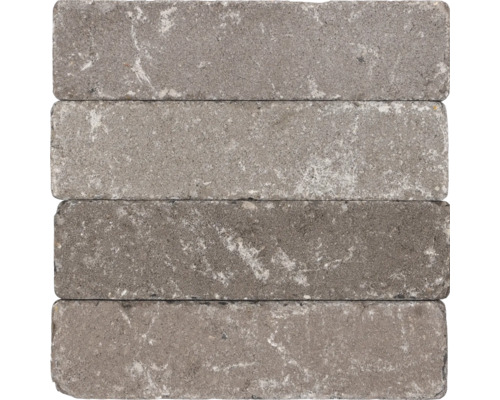 Vier grijze straatklinkers van steen