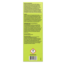 Instructies voor eerste hulp, garantie, afvoer en waarschuwingen op de productverpakking.