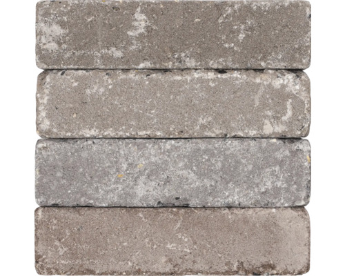 Vier grijze straatstenen van steen in detail.