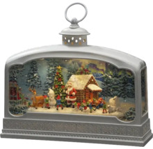 Decoratieve sneeuwbol lantaarn met kerstthema, inclusief kerstman, kerstboom en hut