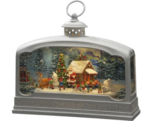 Decoratieve sneeuwbol lantaarn met kerstthema, inclusief kerstman, kerstboom en hut