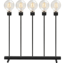 Decoratieve lamp met vijf lampen op een metalen voet