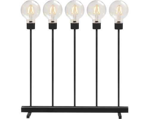 Decoratieve lamp met vijf lampen op een metalen voet