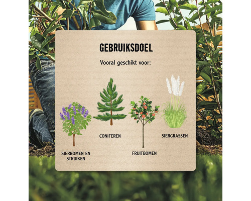 Gebruiksdoel: Geschikt voor sierbomen en struiken, coniferen, fruitbomen, siergrassen