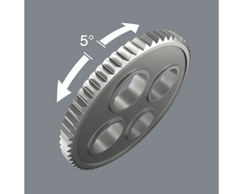 Fijne tandwielomschakelratel met 5 graden draaihoek