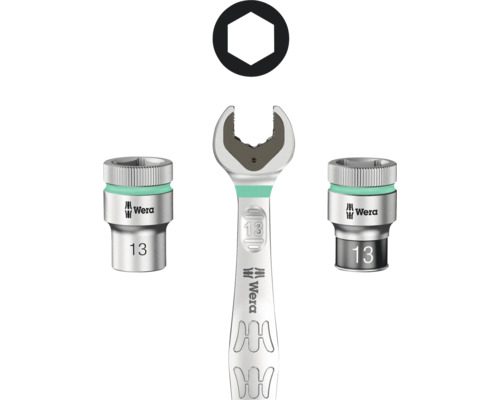 Wera Joker steeksleutel met dopsleutel en zeshoek symbool
