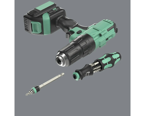 Accuboormachine met bits en bithouder