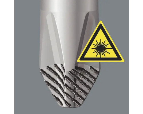 Close-up van een boor met lasersymbool