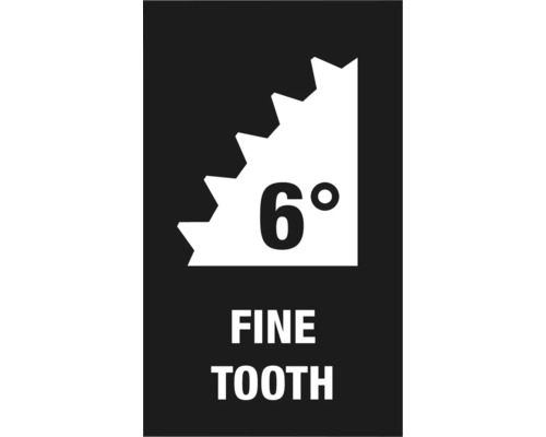 Symbool voor fijne tandvertanding met een hoek van 6 graden