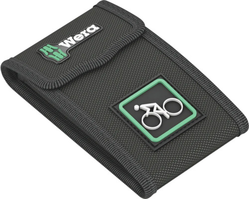 Zwarte gereedschapstas met Wera logo en fietssymbool