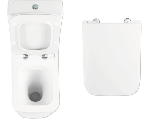 Foto van een toilet van bovenaf met open toiletdeksel en aparte toiletbril