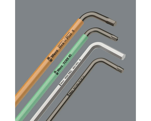 Meerdere kleurgecodeerde Wera hoekschroevendraaiers in verschillende maten