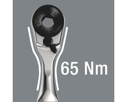 Gedetailleerde afbeelding van Wera Zyklop Mini 1 ratel met een capaciteit van 65 Newtonmeter