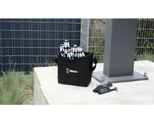 Gereedschapstas met schroevendraaiers en bitset van het merk Wera