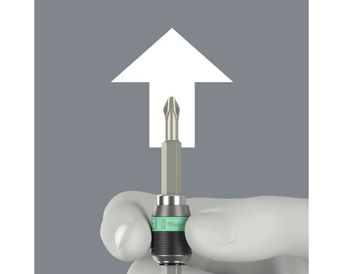 Wera Logo op bithouder met kruiskopschroef en pijl omhoog