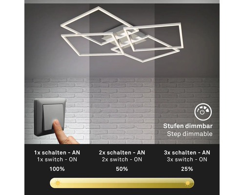 Plafondlamp met stapsgewijze dimfunctie en lichtintensiteitsschaal