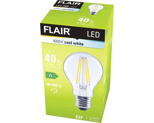 Verpakking van een Flair ledlamp met E27 fitting