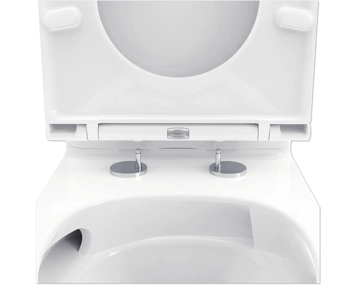 Foto van een toiletzitting met open deksel.